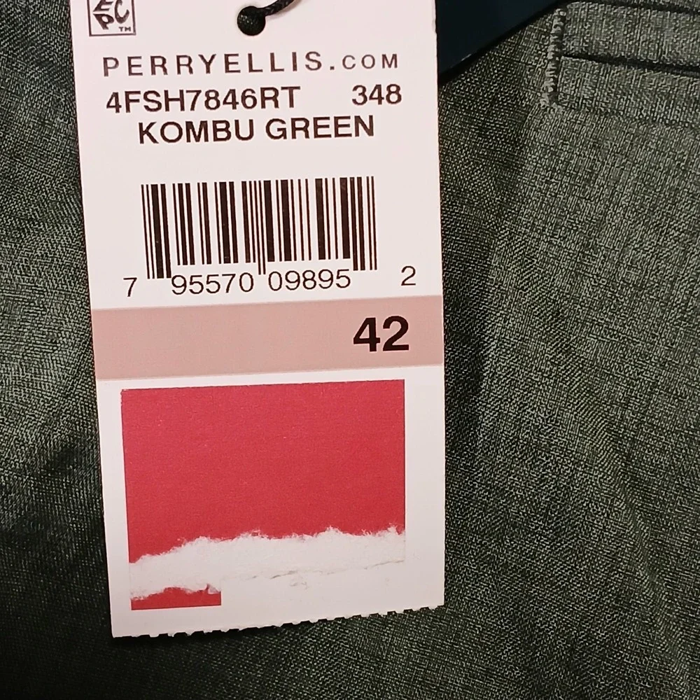 Perry Ellis Shorts Men's Size 42 Green Chino Stretch Active Performance